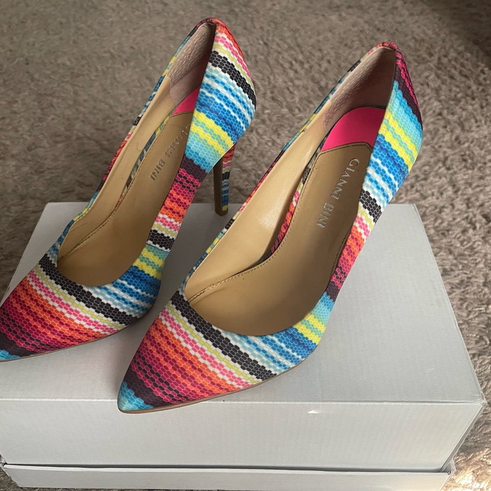 Gianni Bini Multicolor Striped Heels